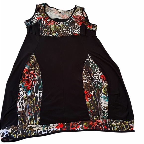 Joseph Ribkoff Mixed Print Sheath Dress.Vibrant colors/Animal Print-Size 18 - Picture 5 of 7